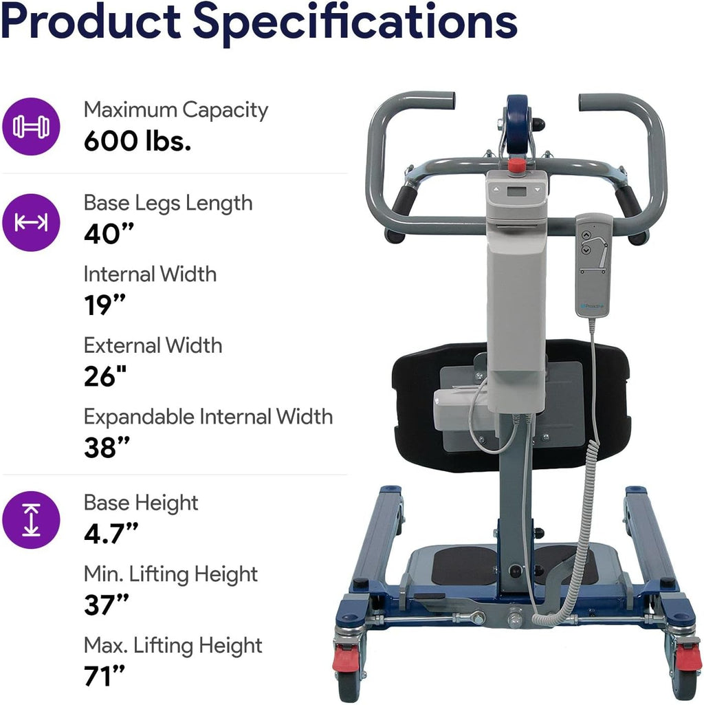 Sit to Stand Lift - Bariatric Full Body Patient Transfer Lifter for Home Use and Facilities - Long Lasting Battery