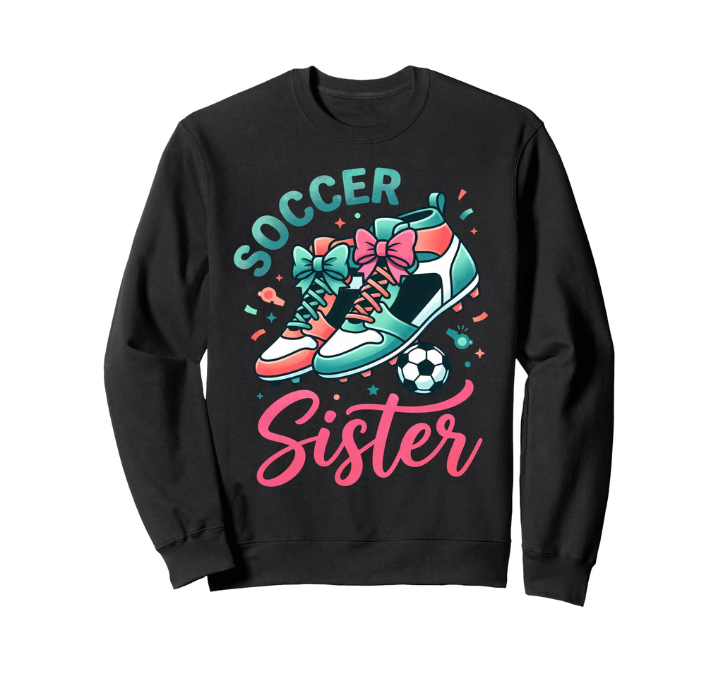 Soccer Sister Coquette Bow Shoes Sweatshirt - Graphic Print for Adults