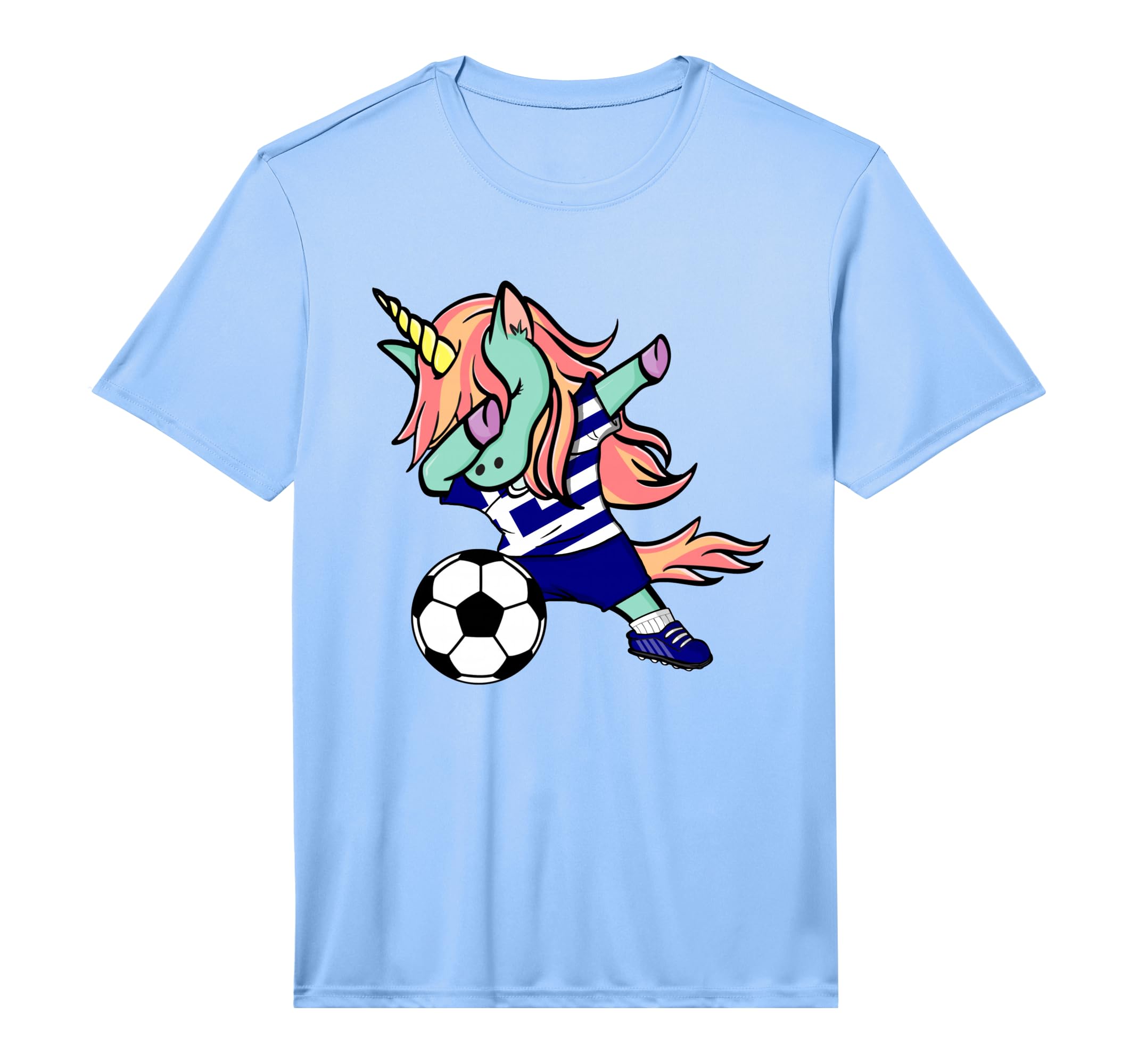 Dabbing Unicorn Soccer Greece Jersey T-Shirt - Custom Art Print Unisex