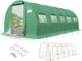 KING BIRD Premium 25x10x6.6FT Greenhouse for Outdoors, Large Walk-in Heavy Duty Galvanized Steel Frame, Mesh Door Screen Window Upgraded Zipper Tunnel Hoop for Garden Plant Winter, Green
