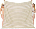 Oversized Turkish Beach Towel Blanket XXL Cotton Sandproof Towels Boho Woven Extra Large Big Sand Free Giant Throw Thick Blankets Huge Quilt XL Picnic Camping Necessities Cloud For Adult Gifts Beige
