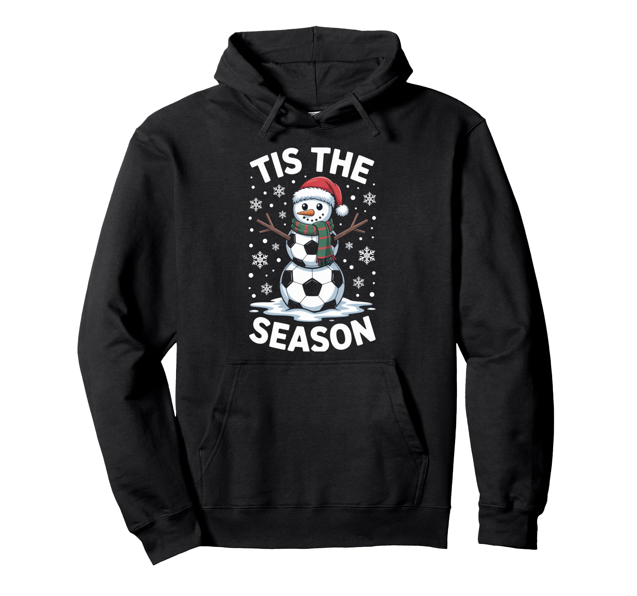 Tis Season Snowman Soccer Player Fun Hoodie - Unique Graphic Unisex