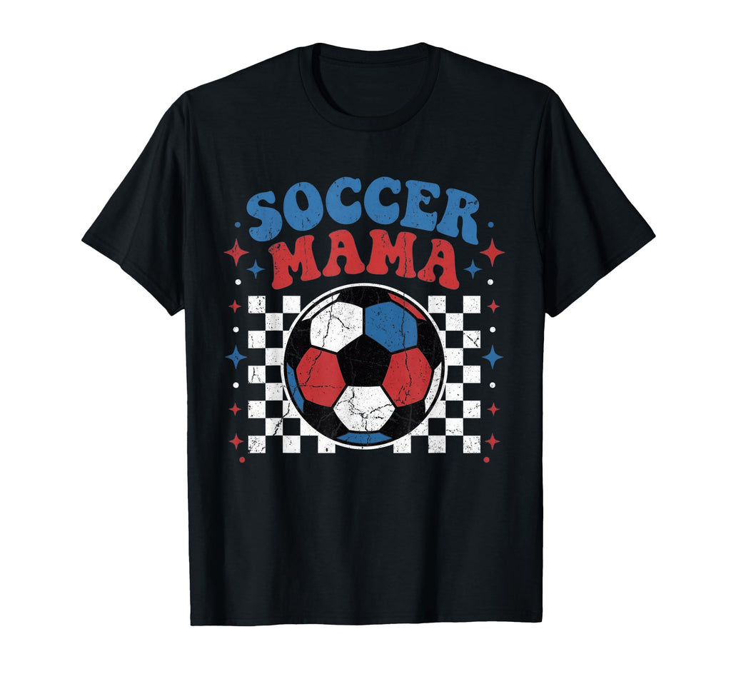 Soccer Mama Groovy Checkered Ball T-Shirt - Aesthetic Graphic for Adults