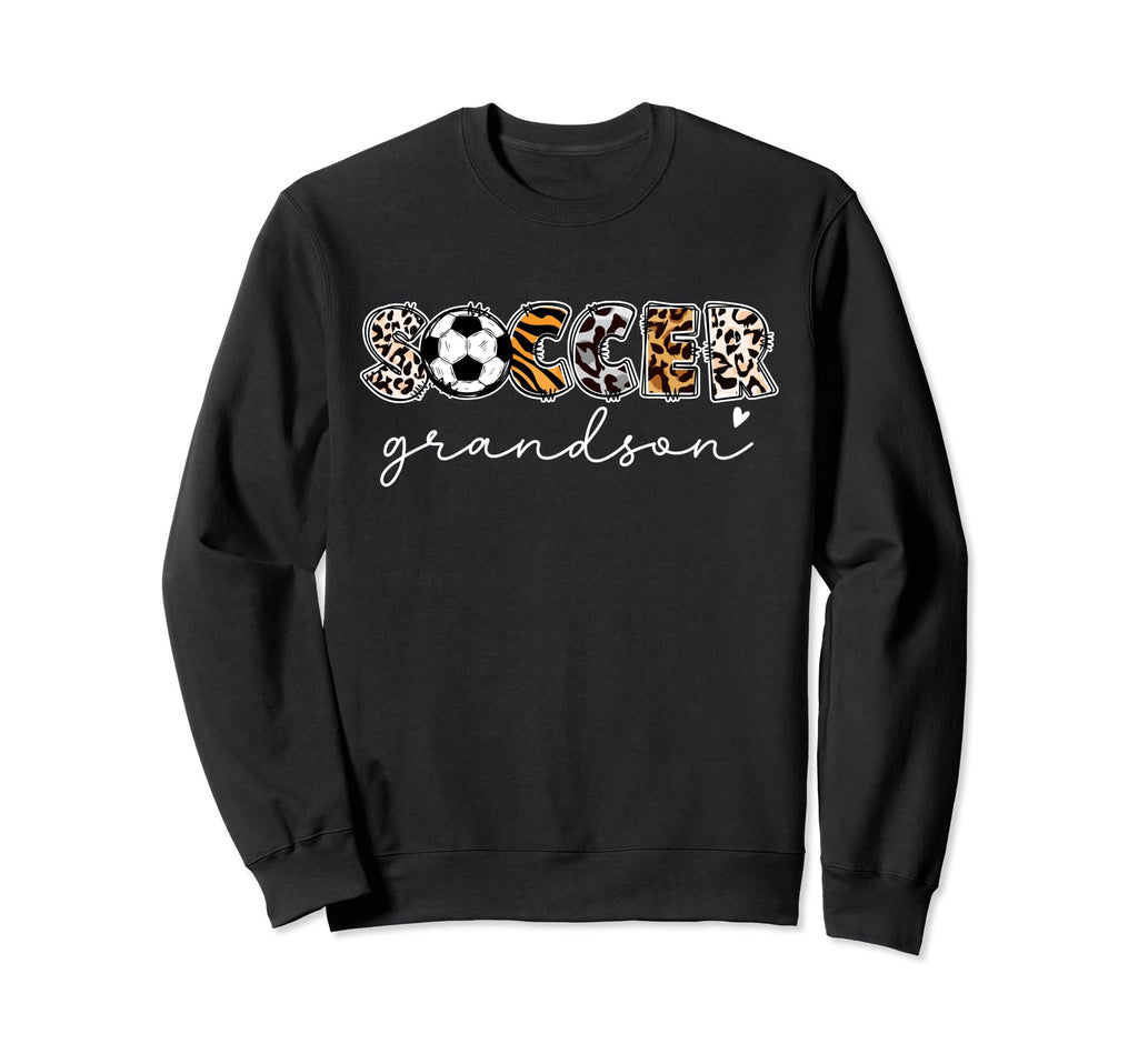 Soccer Grandson Leopard Funny Sweatshirt - Casual Everyday Wear Men Women
