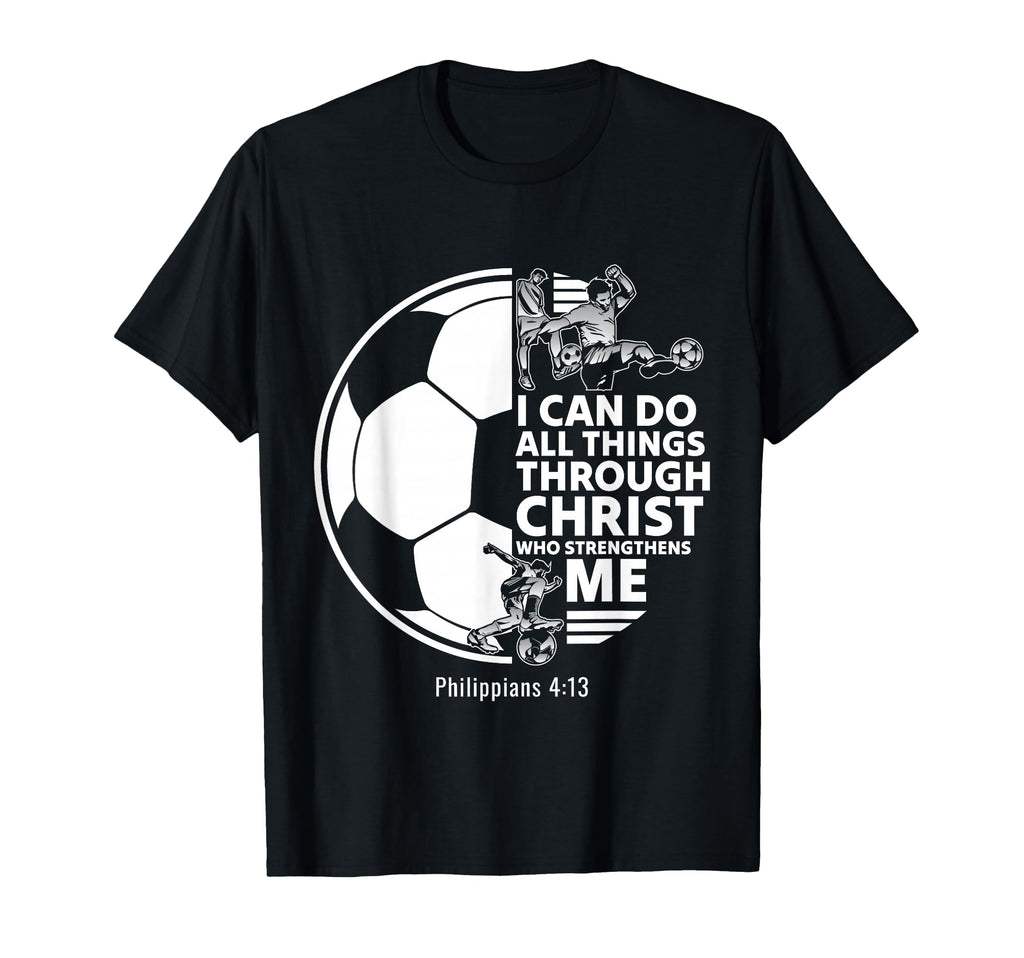 Christian Soccer Faith Verse T-Shirt - Novelty Apparel for Adults