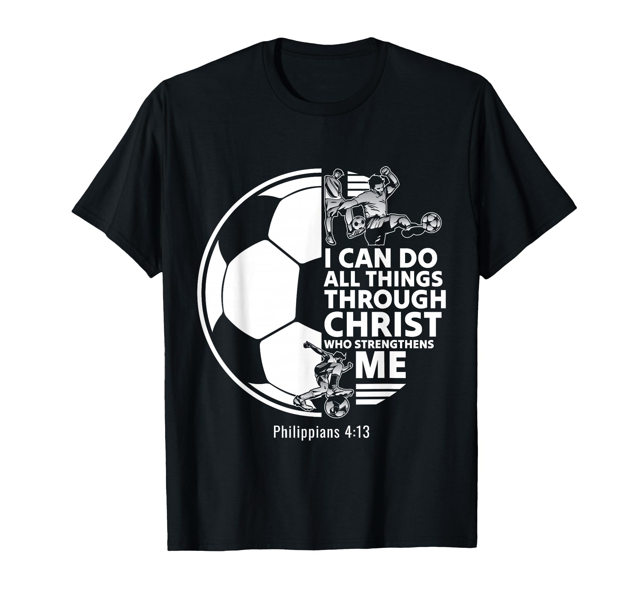 Christian Soccer Faith Verse T-Shirt - Novelty Apparel for Adults