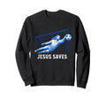 Funny Jesus Saves Soccer Goal Keeper Sweatshirt - Trendy Graphic Unisex