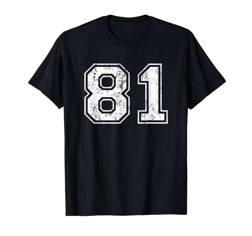 Number 81 Distressed Eighty One T-Shirt - Custom Art Print Men Women