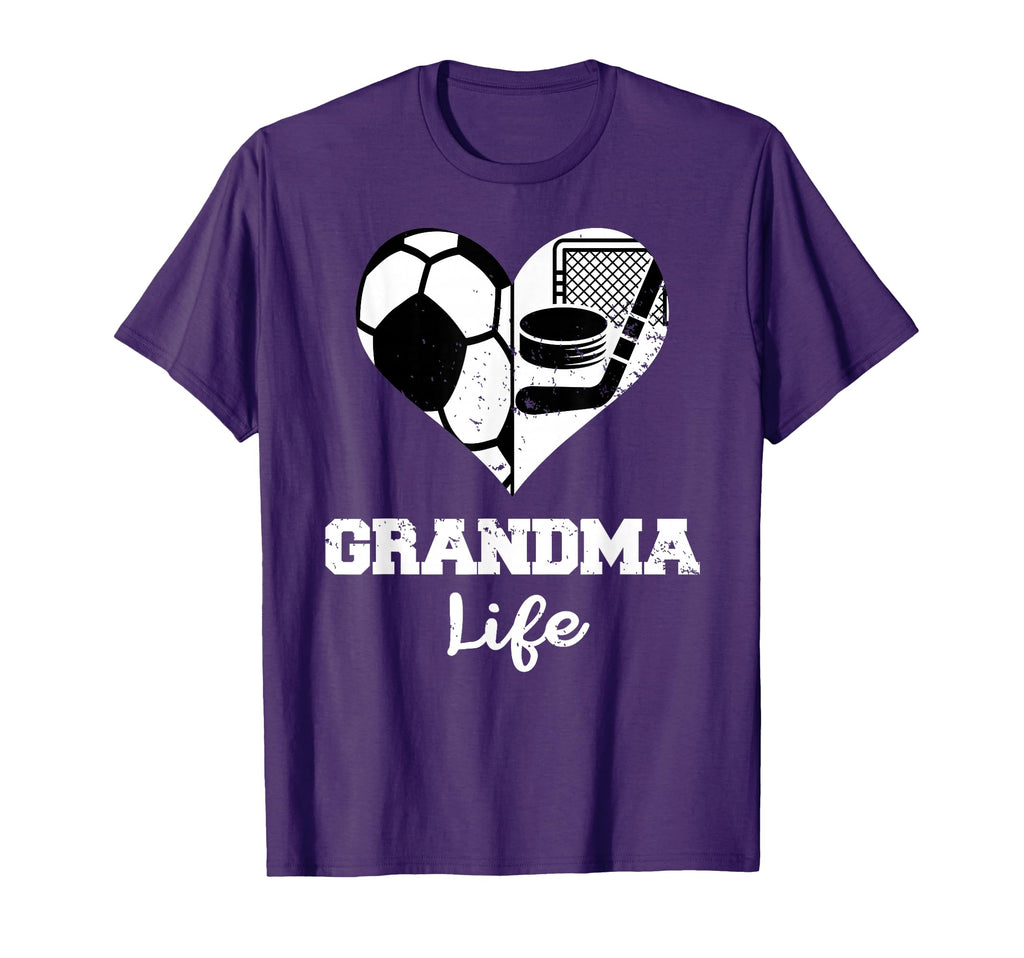 Grandma Life Heart Funny Soccer T-Shirt - Novelty Apparel for Adults
