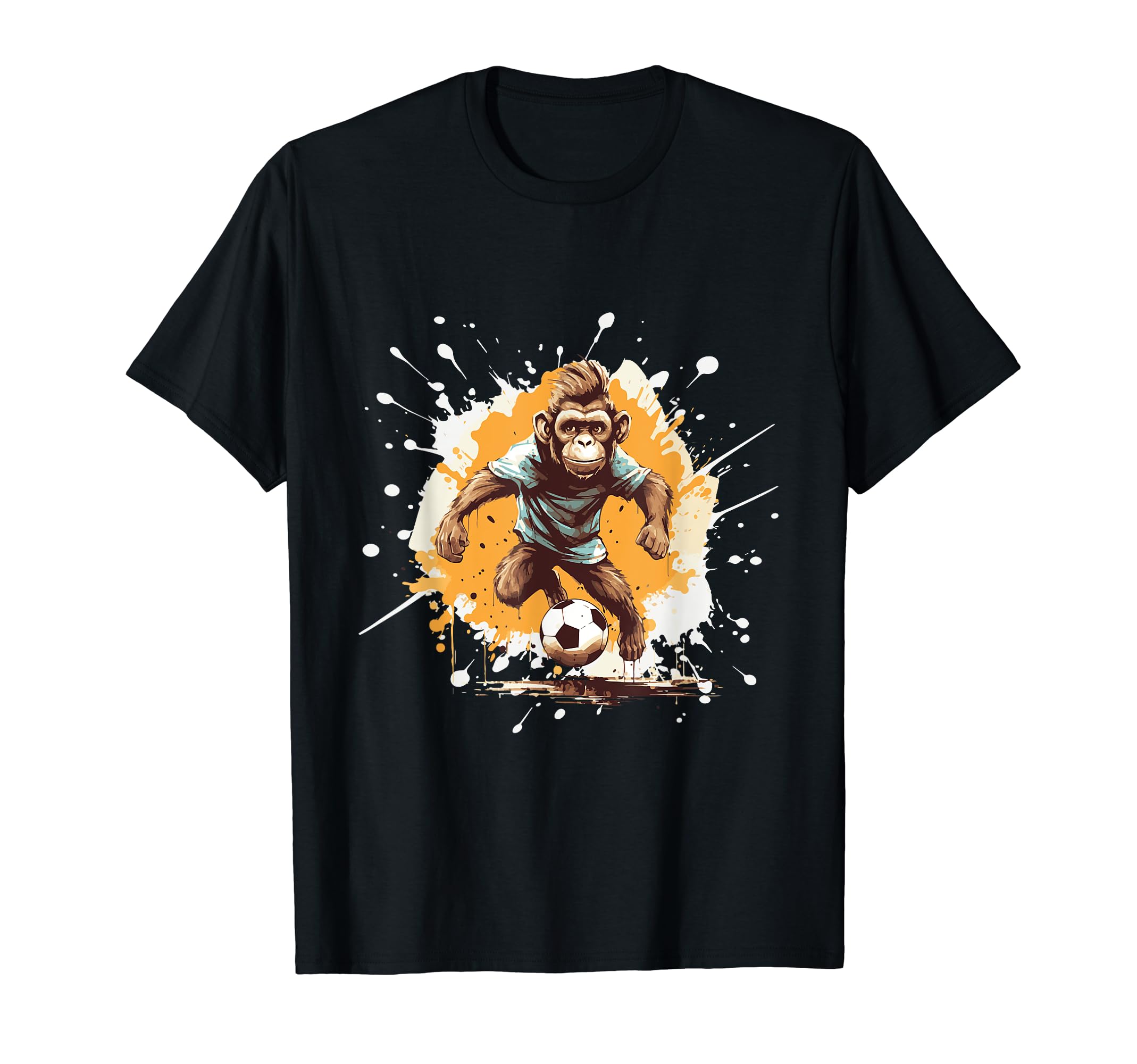 Monkey Playing Soccer Funny Animal T-Shirt - Graphic Print for Adults
