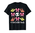 Goals Soccer Coquette Bow T-Shirt - Casual Everyday Wear Men Women