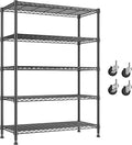REIBII 76.1" H Storage Shelves Wire Shelving Unit Loads 1653 LBS, Metal Shelving with Wheels & Feet, 5 Tier Adjustable Metal Dorm Storage Shelves for Pantry Kitchen, Garage, Back to School Supplies
