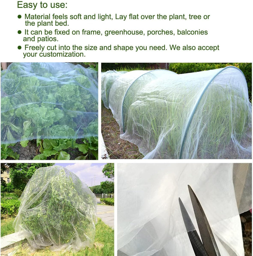 10Ft x 100Ft Mosquito Bug Insect Bird Fine Mesh Net Barrier Hunting Blind Garden Screen Netting for Protect Your Plant Fruits Flower