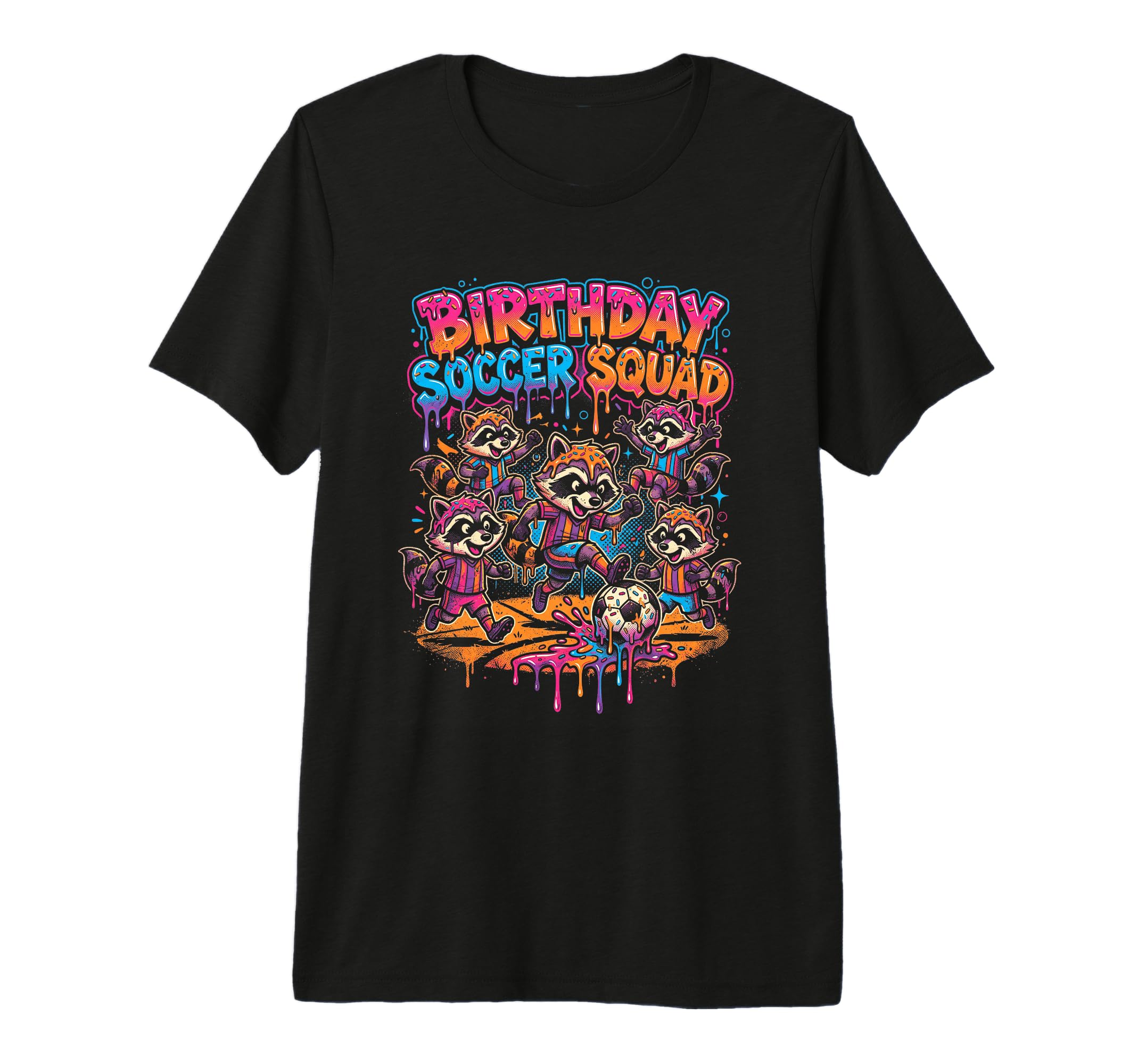 Raccoon Soccer Squad Celebration T-Shirt - Minimalist Print for Adults