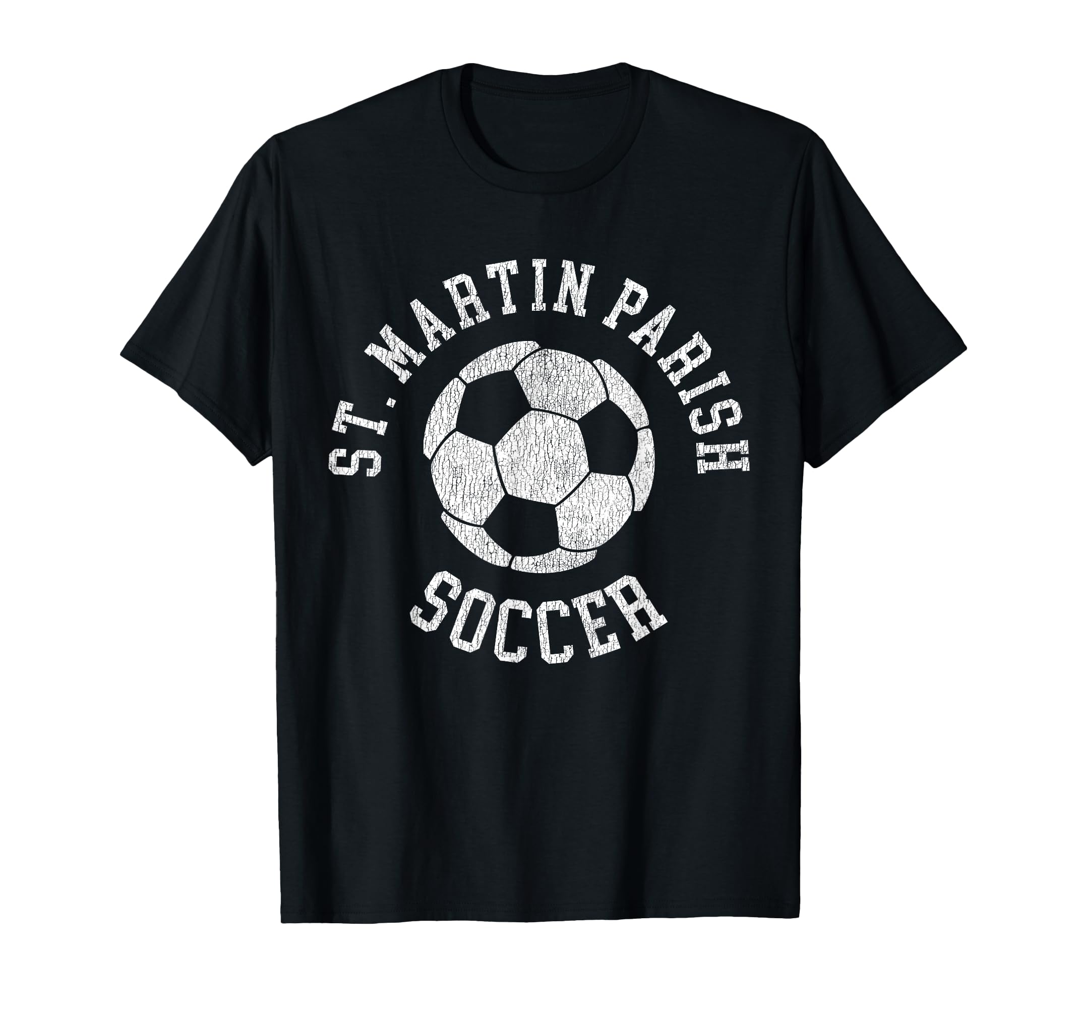St Martin Parish Soccer Distressed T-Shirt - Minimalist Print for Adults