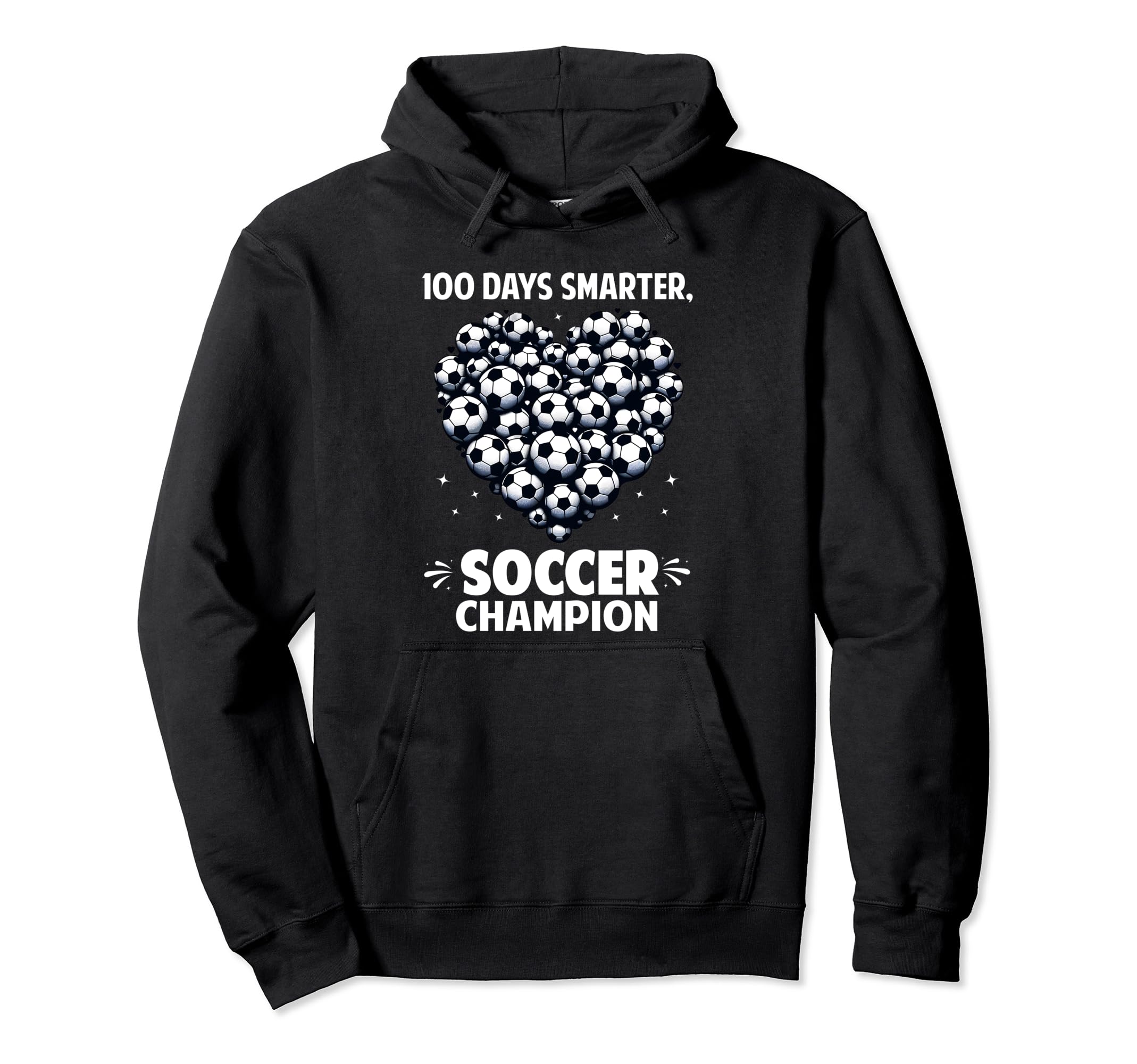 100 Days School Soccer Heart Love Hoodie - Casual Everyday Wear for Adults