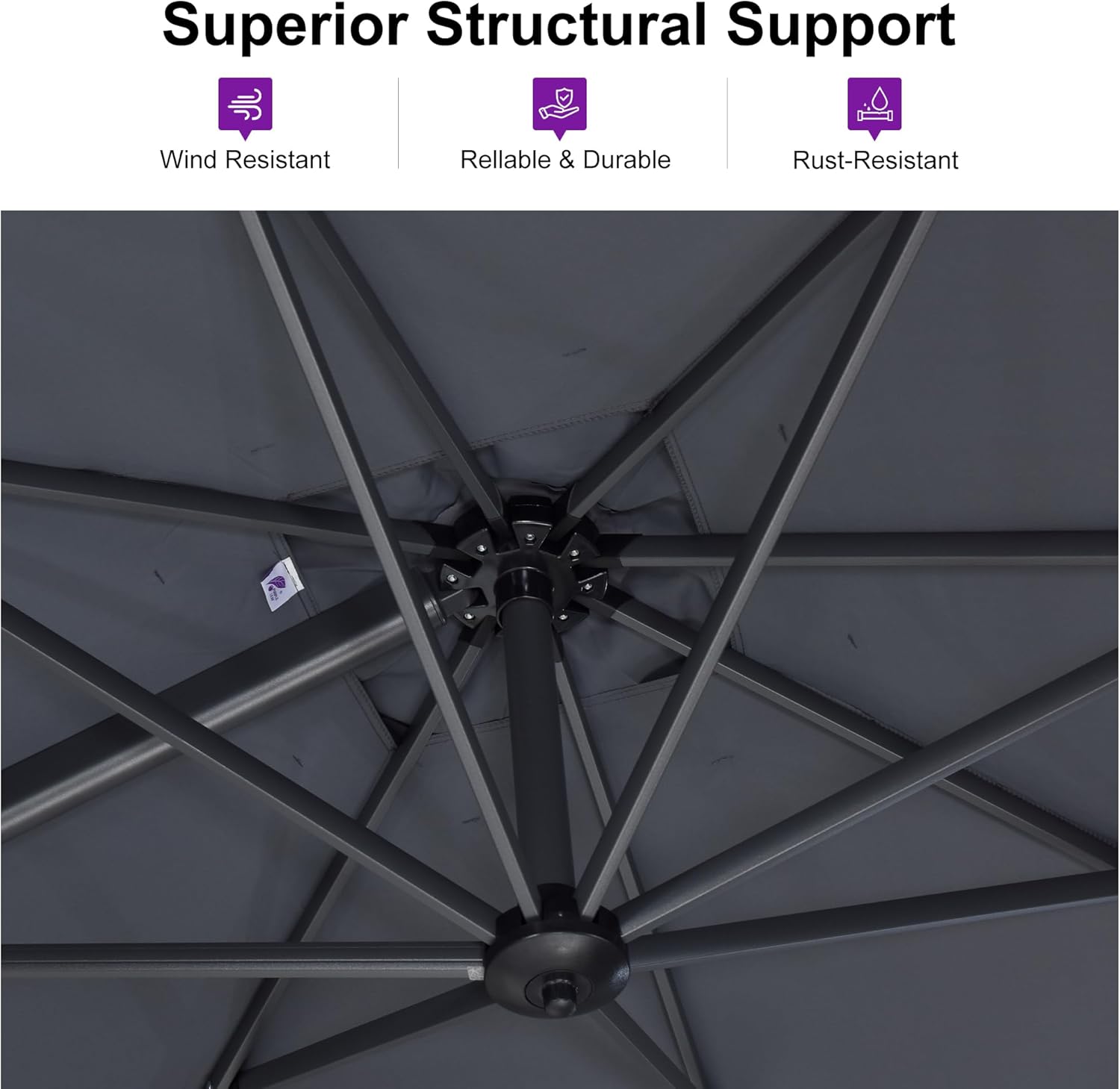 PURPLE LEAF 10 Feet Patio Umbrella Outdoor Cantilever Round Umbrella Aluminum Offset Umbrella with 360-degree Rotation for Garden Deck Pool Patio Light Grey