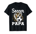 Soccer Papa Leopard Heart T-Shirt - Casual Everyday Wear for Adults