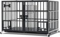 aboxoo 42/48 inch Heavy Duty Metal Dog Crate for 2 Dogs/Large Dog,All Metal Open Top Stackable,Dog Kennel Indoor with Wheels,Floor Grid, Tray, Divider and Feeding Bowl