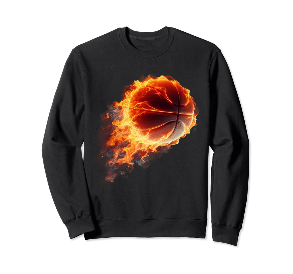 Play Sport Basketball Hoop Fire Sweatshirt - Fun Novelty Design Men Women