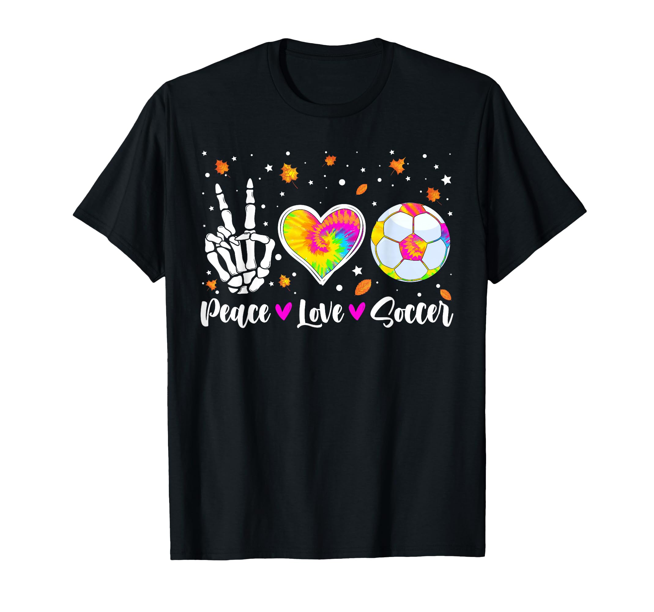 Soccer Player Peace Love Tie Dye Halloween T-Shirt - Trendy Graphic Unisex