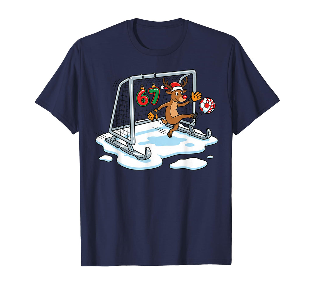 Reindeer Goalie 67 Soccer Net Funny T-Shirt - Trendy Graphic for Adults