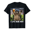 Funny Drinking Raccoon Ballfield T-Shirt - Trendy Graphic for Adults