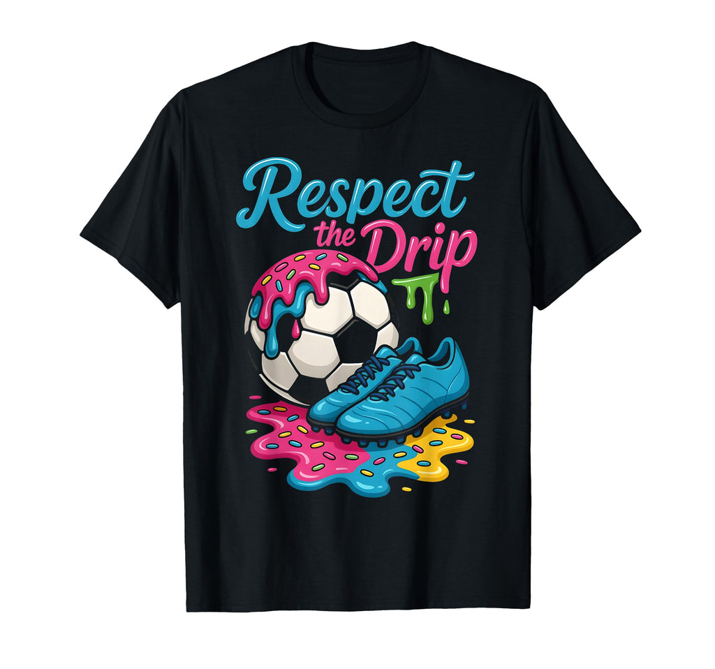 Soccer Drip Ice Cream Drip T-Shirt - Fun Novelty Design Men Women