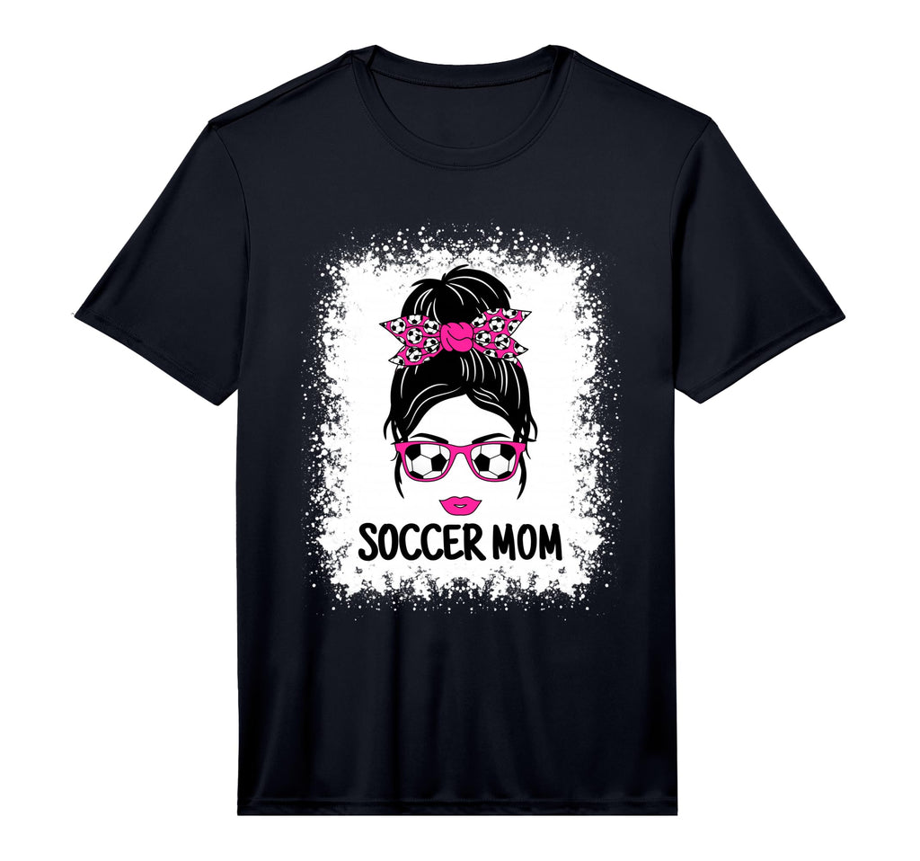 Mens Funny Soccer Mom Messy Bun Ladies T-Shirt - Graphic Print for Adults