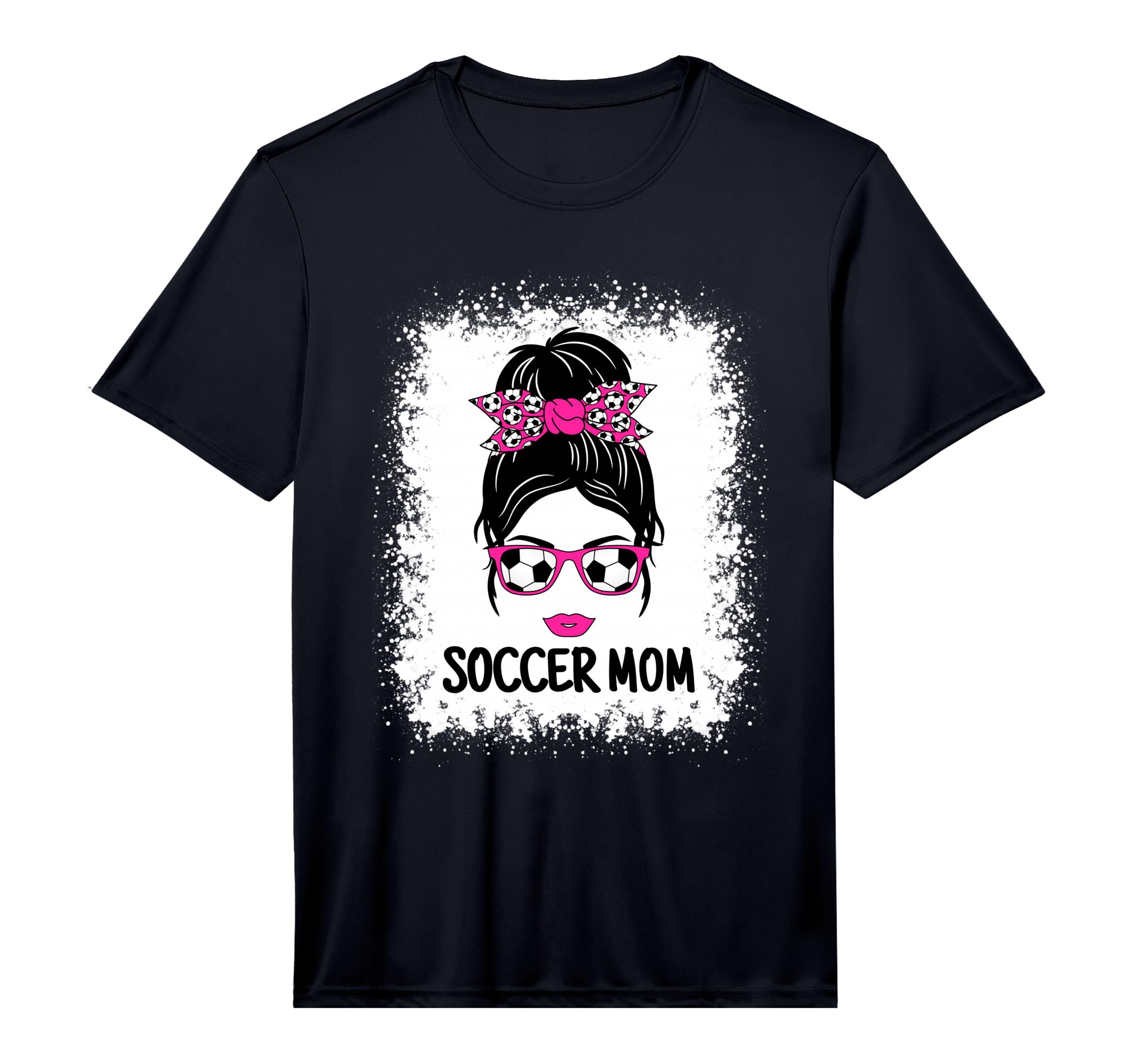 Mens Funny Soccer Mom Messy Bun Ladies T-Shirt - Graphic Print for Adults