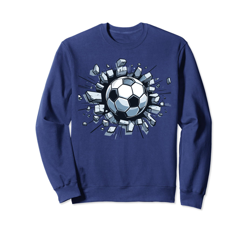Soccer Ball Break Wall Soccer Sweatshirt - Fun Novelty Design Unisex