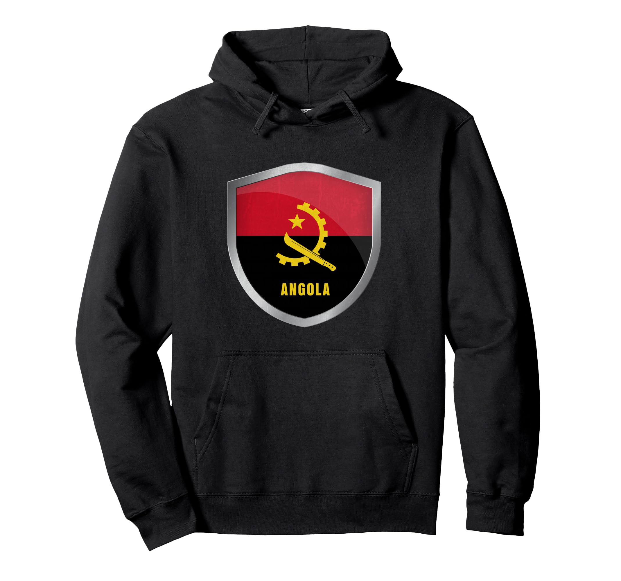 Angola Flag Badge Soccer Fans Hoodie - Fun Novelty Design Men Women