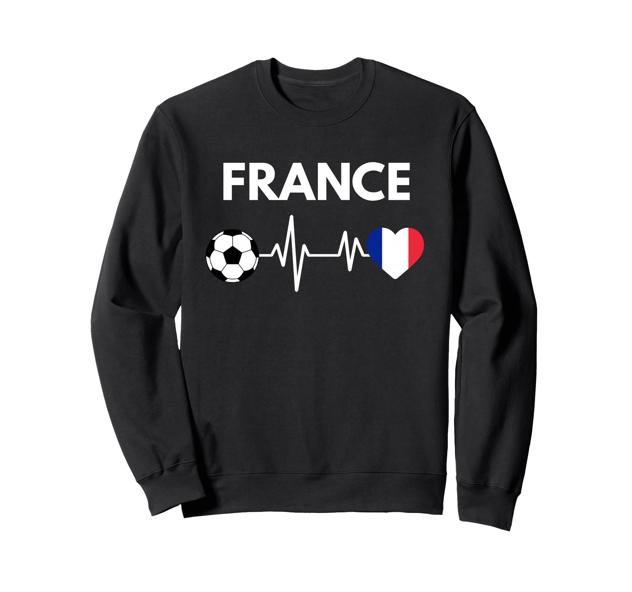 France Flag Heartbeat Soccer Sweatshirt - Casual Everyday Wear Unisex