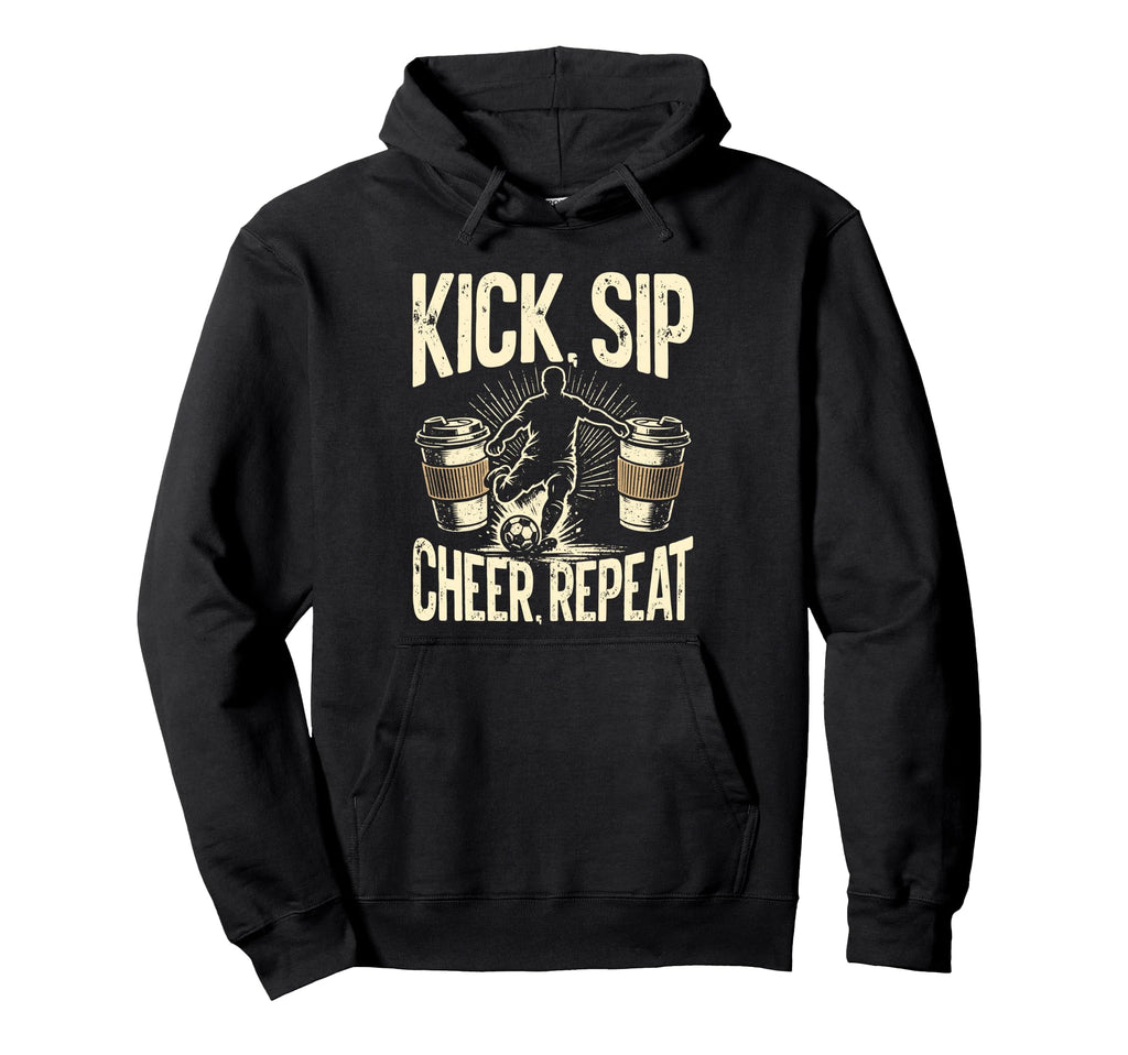 Kick Sip Repeat Soccer Coffee Lover Hoodie - Custom Art Print for Adults