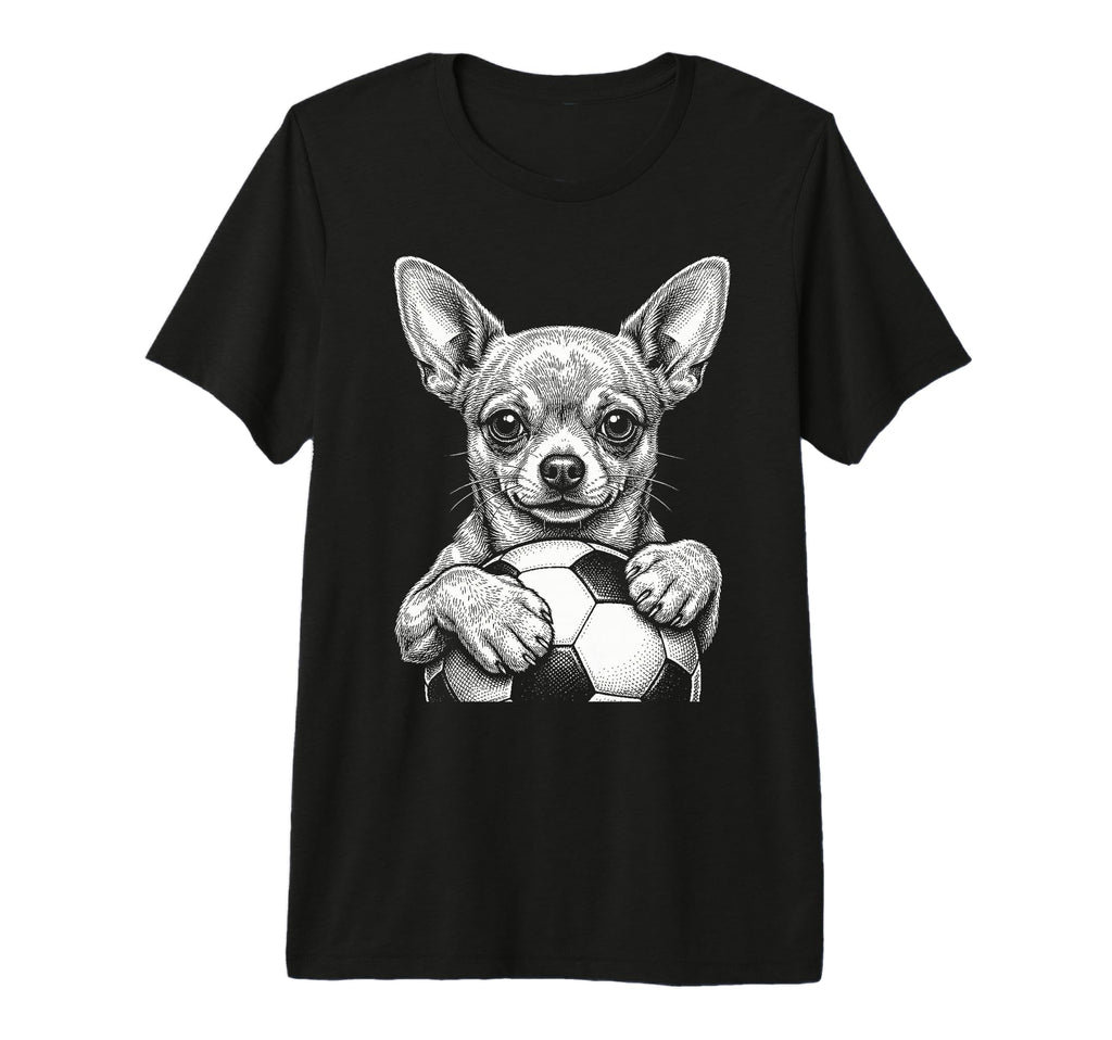 Chihuahua Dog Black White Player Line T-Shirt - Trendy Graphic for Adults