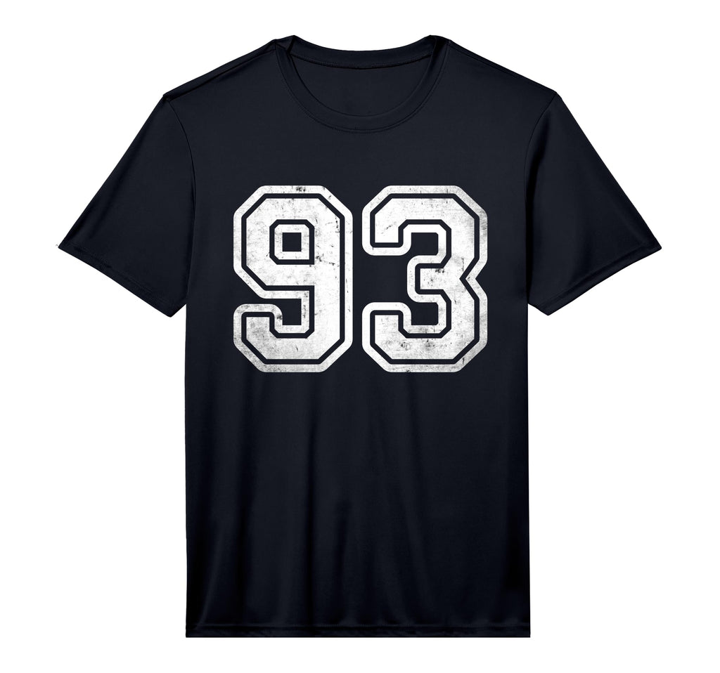 Number 93 White Sport Distressed Varsity T-Shirt - Graphic Print Men Women