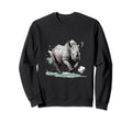 Rhino Playing Soccer Funny Sweatshirt - Fun Novelty Design for Adults