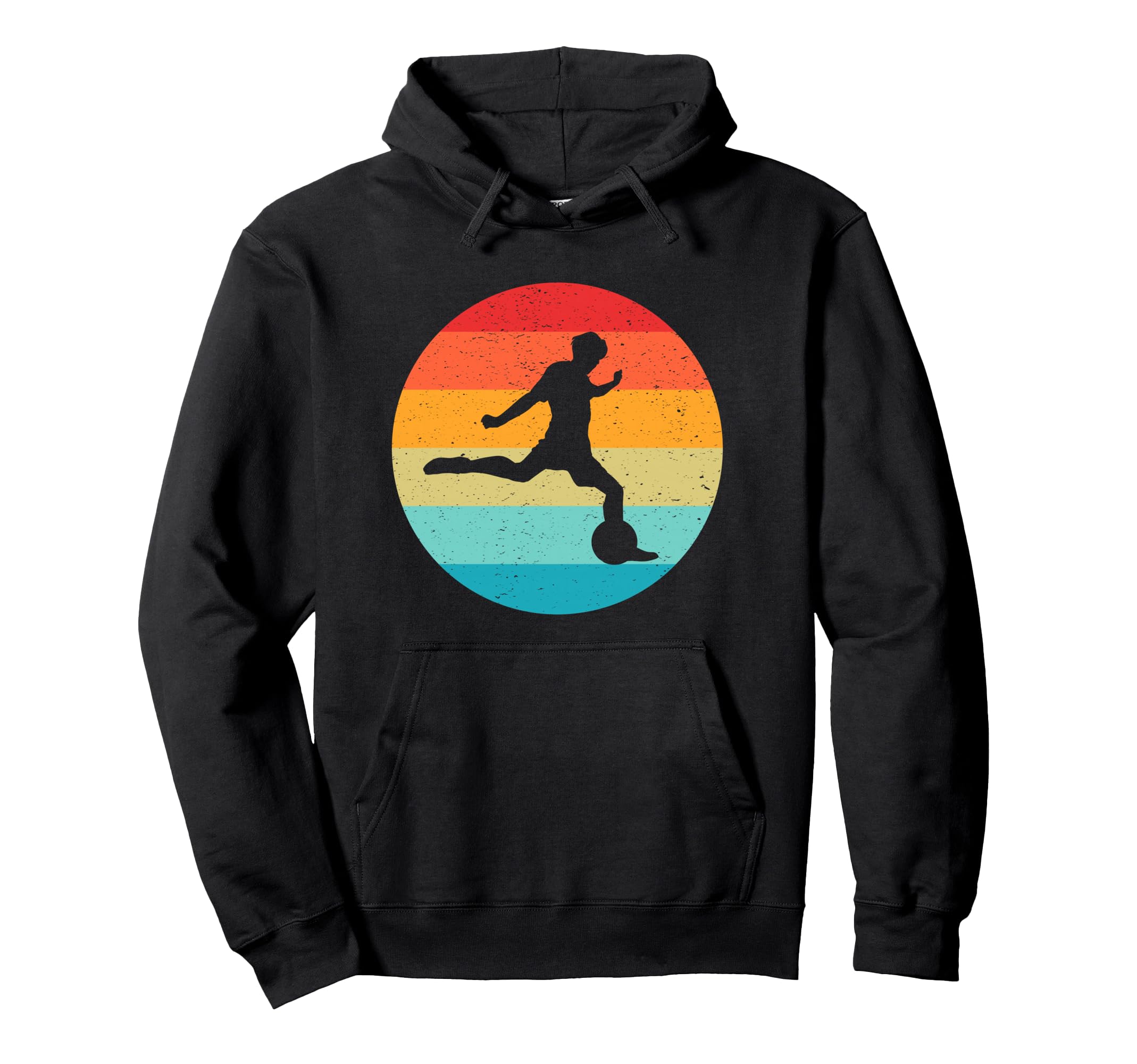 Soccer Player Silhouette Sunset 80S Hoodie - Trendy Graphic Unisex
