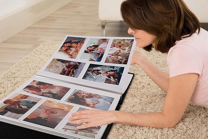 RECUTMS Photo Album Self Adhesive Magnetic DIY Scrapbook 60 Pages 13.3 x 13.4 (Inches) Accommodate 8X10 6X8 5X7 4X6 Photo Wedding Album Memory Book (White)