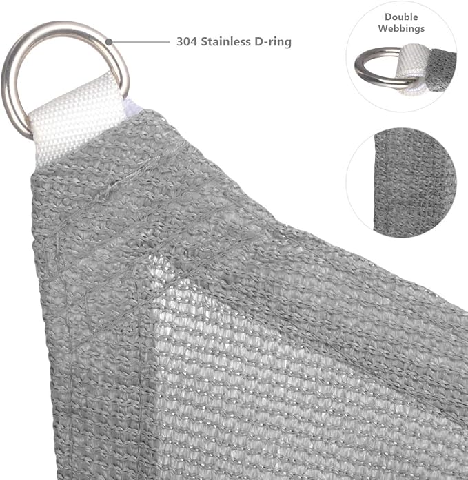 Eden's Decor Straight Flat-Edged Sun Shade Sail Rectangular 12' x 14' Grey UV-Blocking Outdoor Canopy Fabric Cloth Awning for Pergola Patio Garden Backyard Custom Size