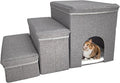 Dog Stairs with Storage Dog Steps for High Beds 3-Step Pet Stairs Ramp with Storage Box and Condo for Small Dogs Cats Pets