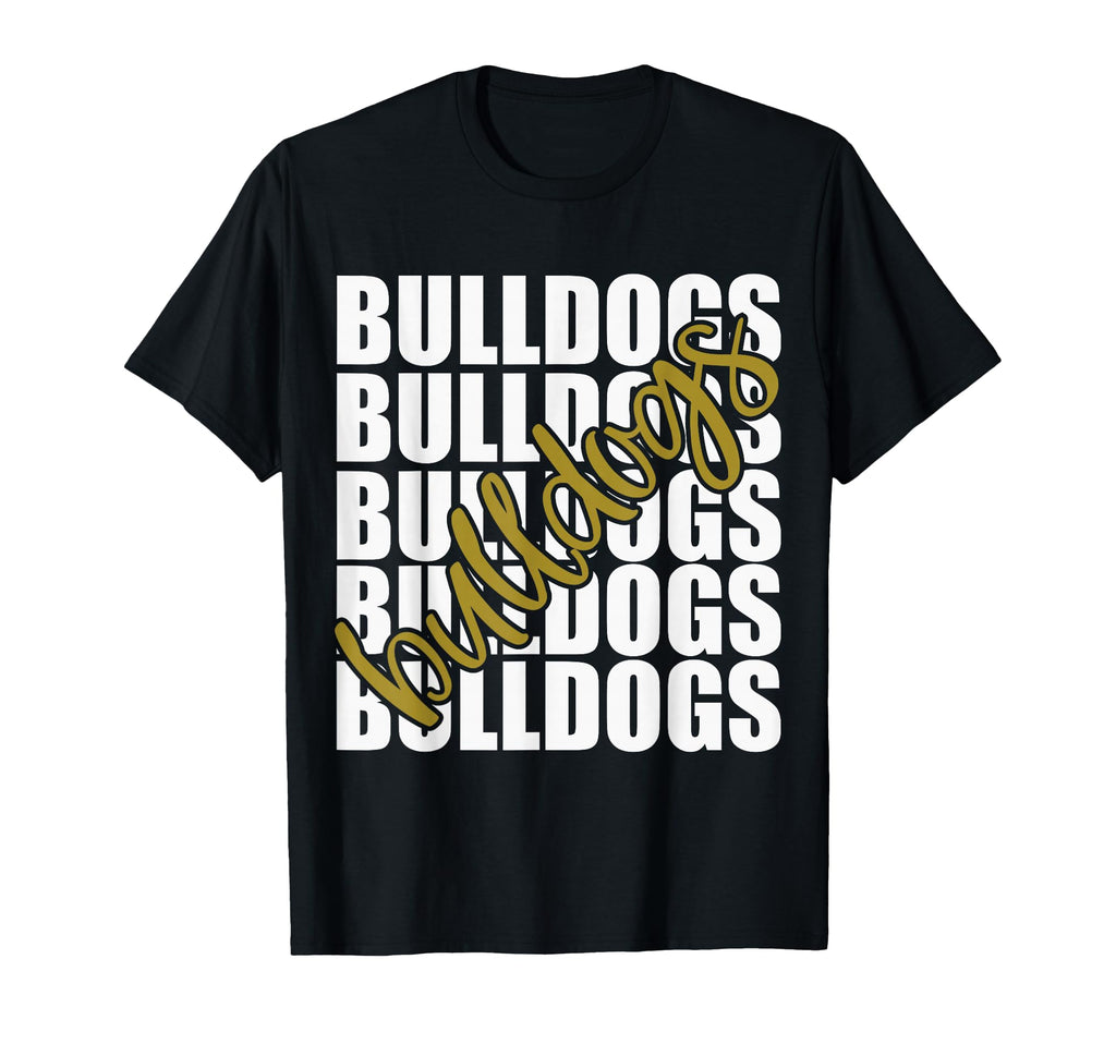Bulldogs Gold School Sports Fan T-Shirt - Casual Everyday Wear Men Women