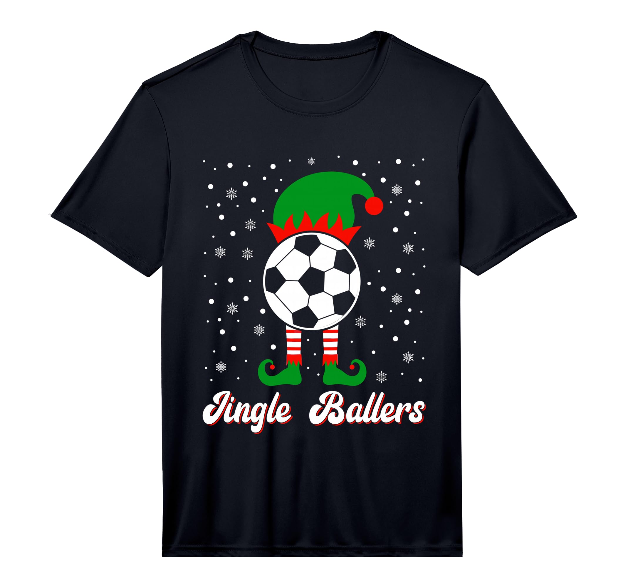 Jingle Ballers Soccer Ball Elf Squad T-Shirt - Minimalist Print Unisex