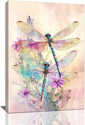 Dragonfly Bathroom Pictures Wall Art, Floral Bathroom Wall Decor, Framed Painting Canvas Artwork for Bedroom Living Room Decorations 24"L x 16"W