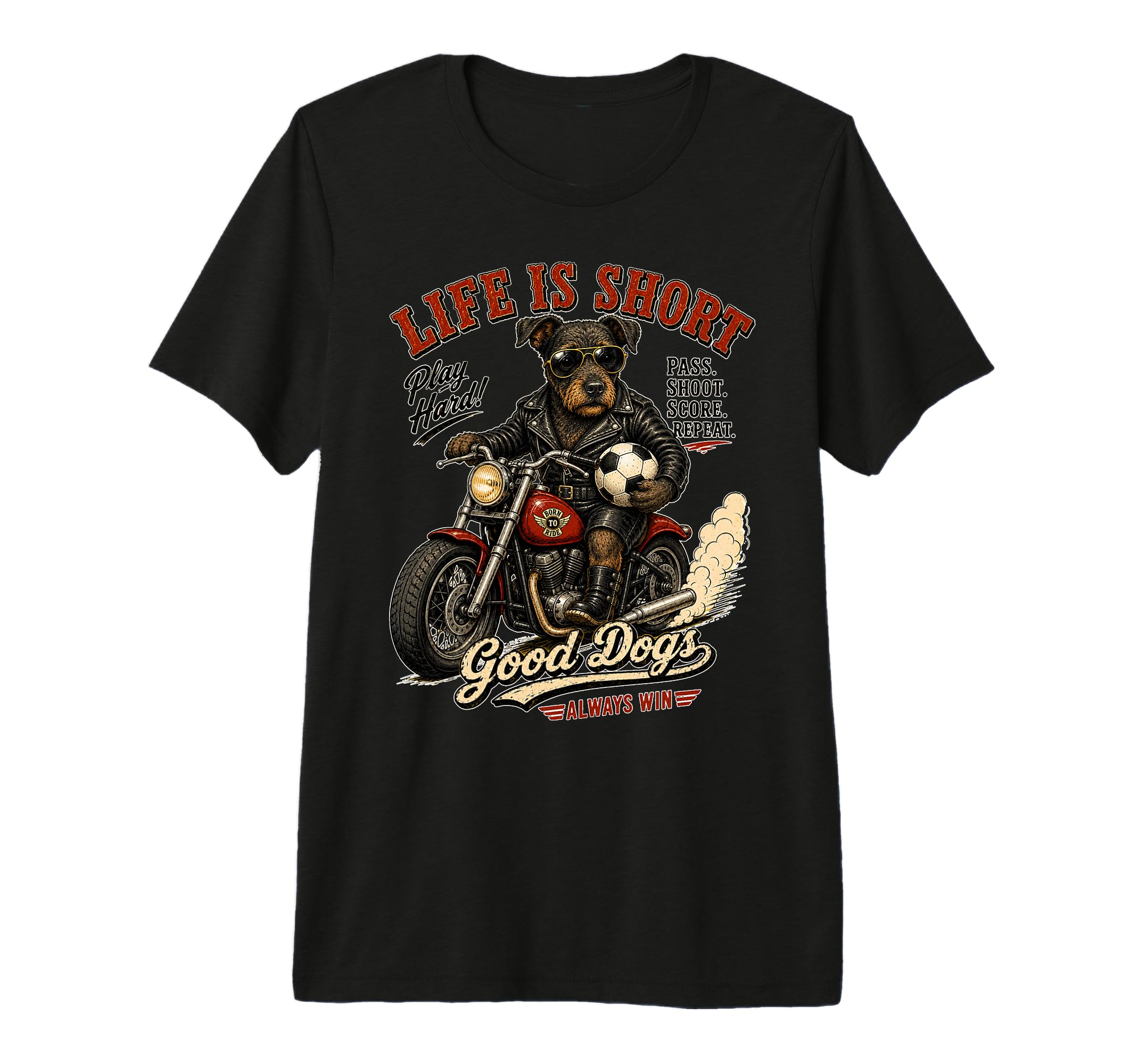Patterdale Terrier Motorbike Love T-Shirt - Custom Art Print for Adults
