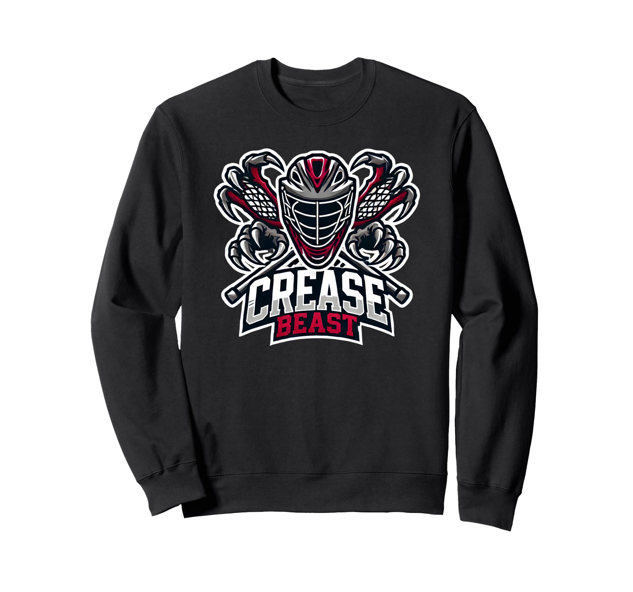 Lacrosse Goalie Crease Beast Funny Sweatshirt - Trendy Graphic for Adults