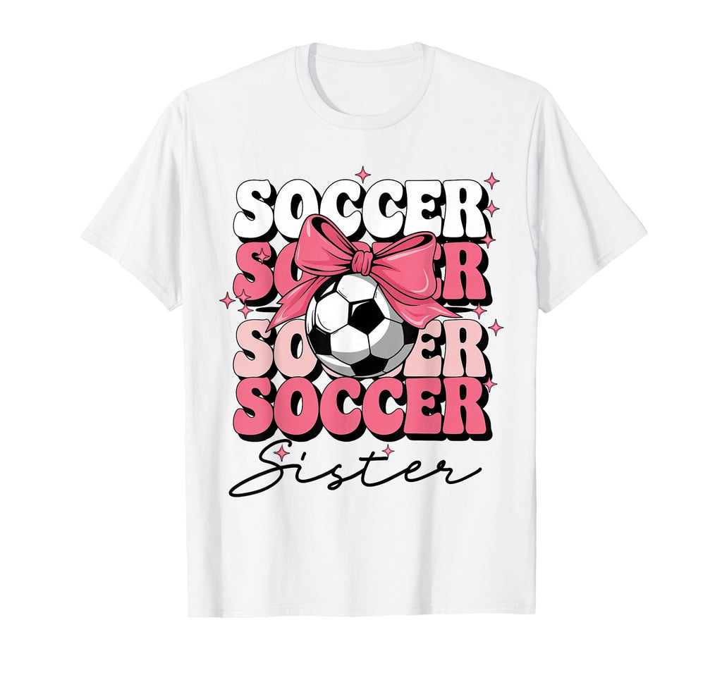 Groovy Soccer Sister Coquette Bow T-Shirt - Unique Graphic for Adults