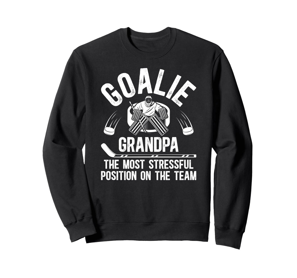 Funny Hockey Goalie Grandpa Hockey Sweatshirt - Graphic Print for Adults