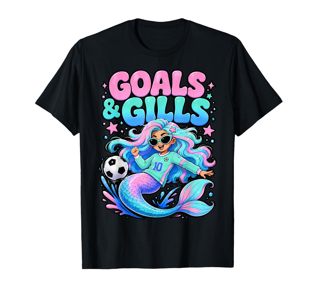 Goals And Gills Mermaid Soccer Ocean T-Shirt - Custom Art Print Unisex