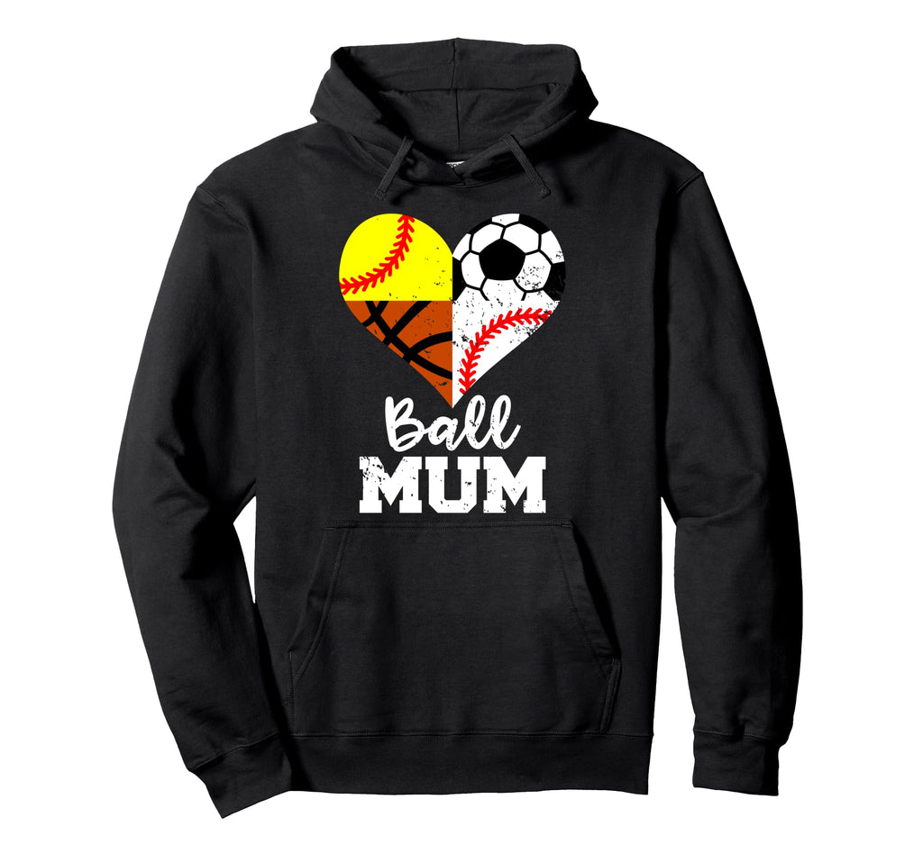 Ball Mum Funny Soccer Baseball Hoodie - Novelty Apparel for Adults